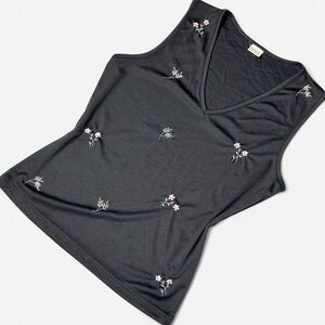 Vintage 90s Beaded Tank Top, Floral, Whimsigoth